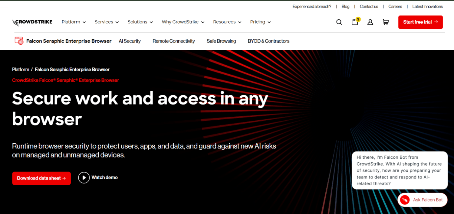 9 Best Enterprise Browsers for Remote and Hybrid Work 8 CrowdStrike Falcon Seraphic