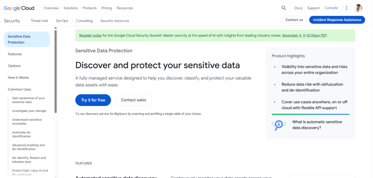 11 Best Sensitive Data Discovery Tools for Security Teams 11 Google Cloud Sensitive Data Protection